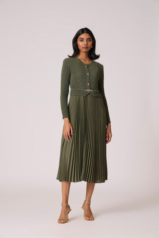 Laurel Crush Dress - Olive Green