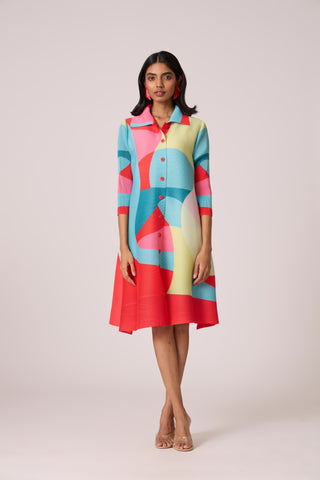 Rory Abstract Print Dress - Coral