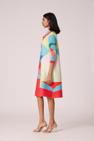 Rory Abstract Print Dress - Coral