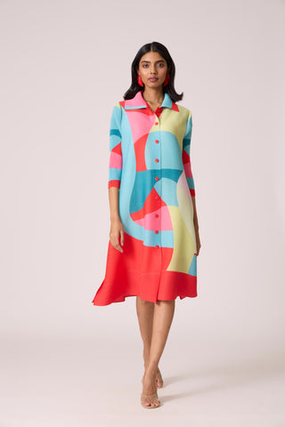 Rory Abstract Print Dress - Coral