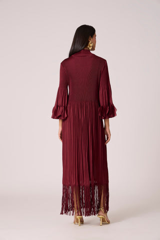 Ariane Fringe Maxi Dress - Maroon