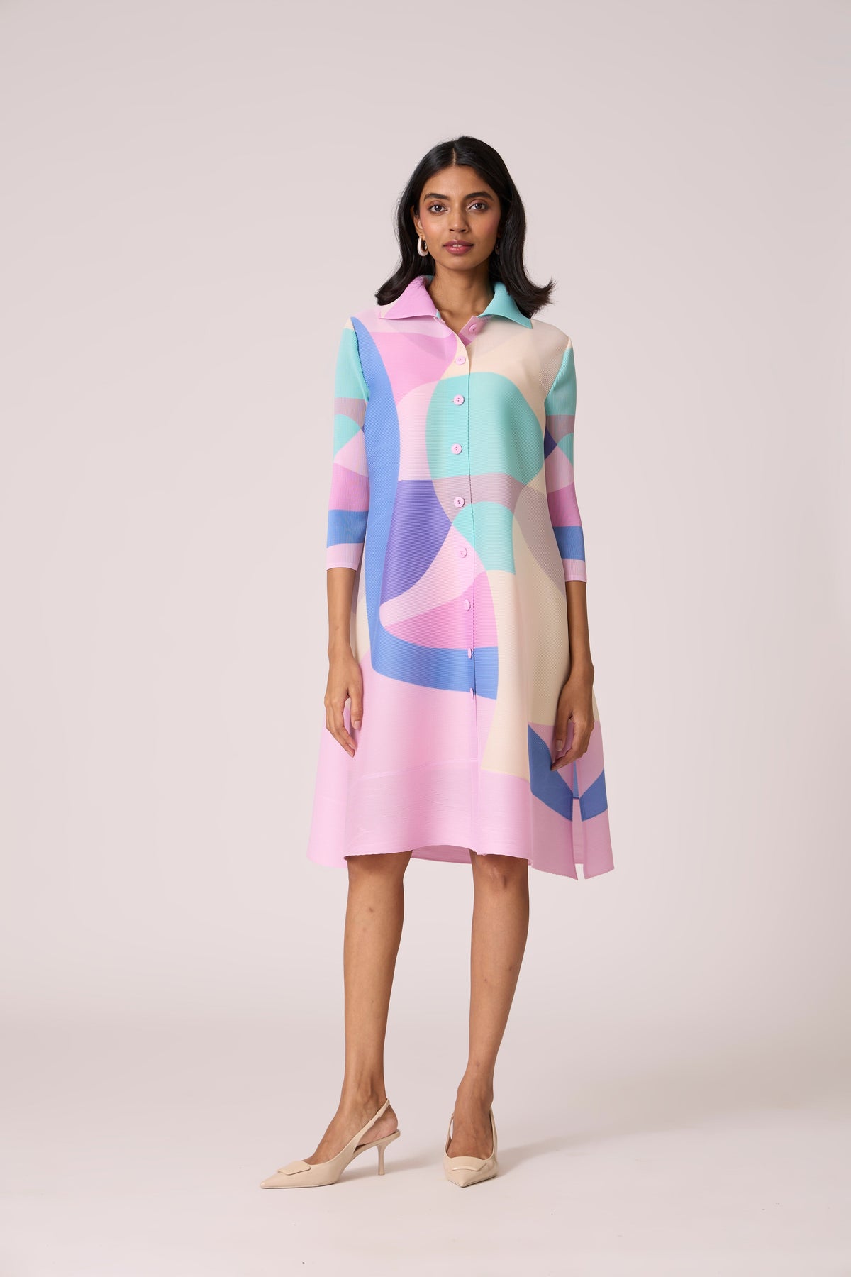 Rory Abstract Print Dress - Pink