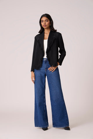 Emilia Fringe Overlay - Black