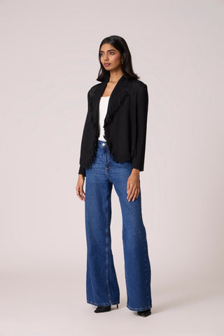 Emilia Fringe Overlay - Black
