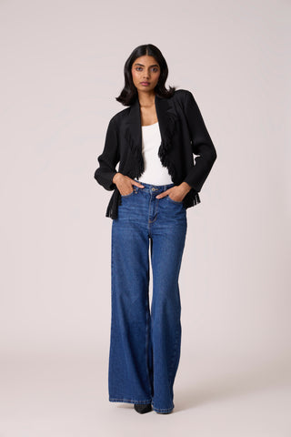 Emilia Fringe Overlay - Black