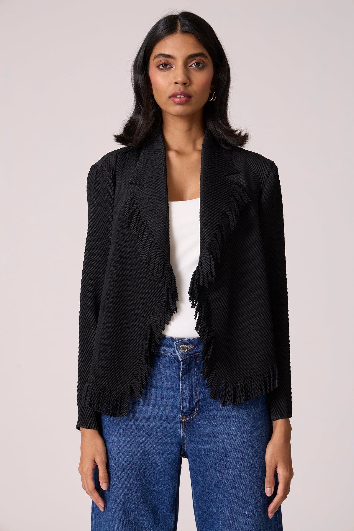 Emilia Fringe Overlay - Black
