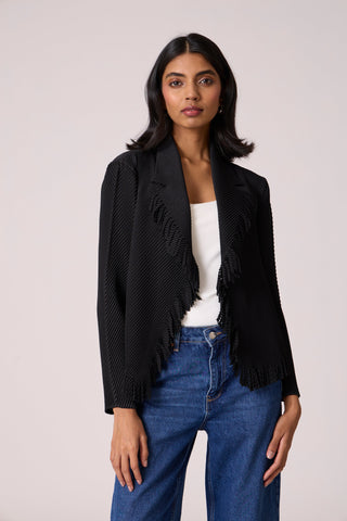 Emilia Fringe Overlay - Black