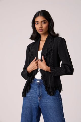 Emilia Fringe Overlay - Black