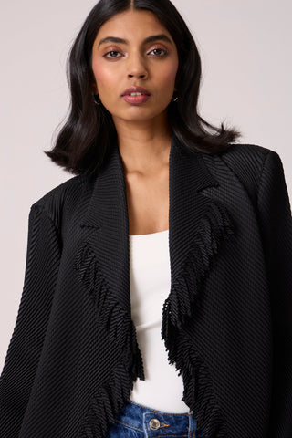 Emilia Fringe Overlay - Black