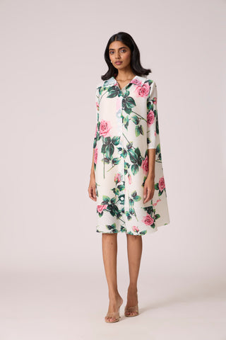 Rory Rose Print Dress - White