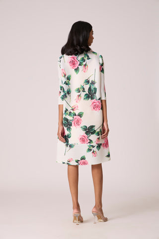 Rory Rose Print Dress - White