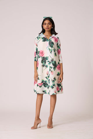 Rory Rose Print Dress - White