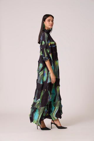 Mona Abstract Print Dress - Black