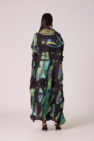 Mona Abstract Print Dress - Black