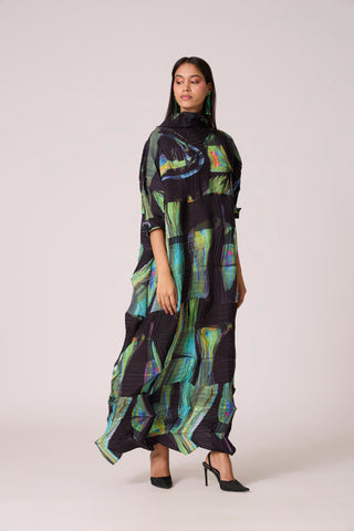 Mona Abstract Print Dress - Black