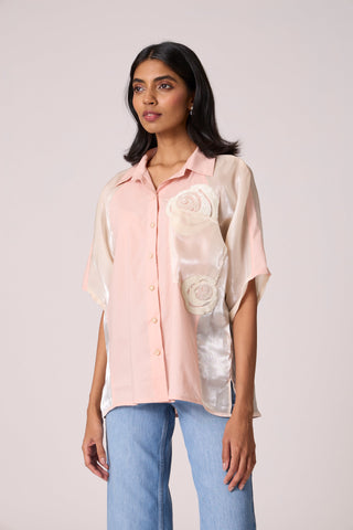 Mischa Applique Shirt - Seashell and Ivory