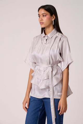 Anais Organza Shirt - Mercury Grey