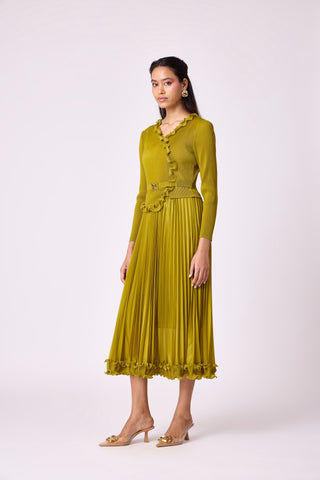 Lily Ruffle Dress - Peridot Green