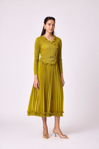 Lily Ruffle Dress - Peridot Green