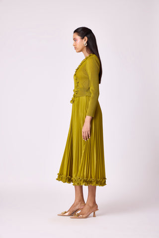 Lily Ruffle Dress - Peridot Green