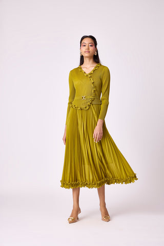 Lily Ruffle Dress - Peridot Green