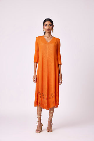Mila Cutwork Dress - Orange