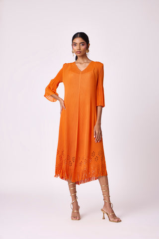 Mila Cutwork Dress - Orange