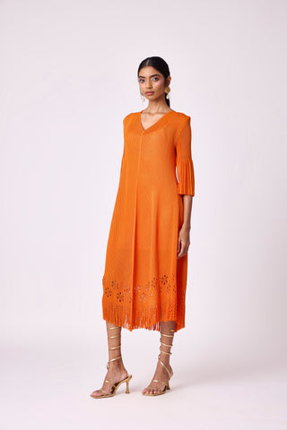 Mila Cutwork Dress - Orange