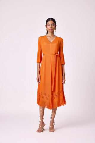 Mila Cutwork Dress - Orange