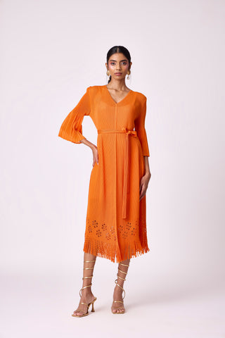 Mila Cutwork Dress - Orange