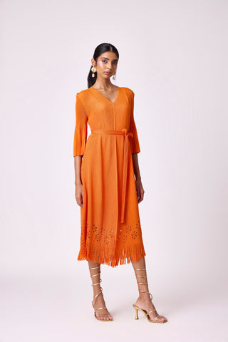 Mila Cutwork Dress - Orange