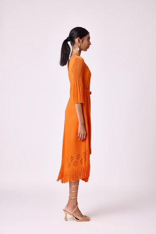Mila Cutwork Dress - Orange