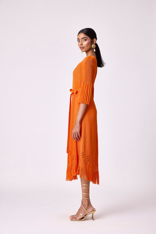 Mila Cutwork Dress - Orange