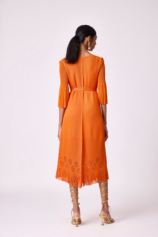Mila Cutwork Dress - Orange