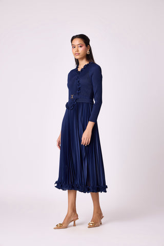 Lily Ruffle Dress - Navy