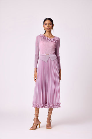 Elanor Ruffle Dress - Onion Pink