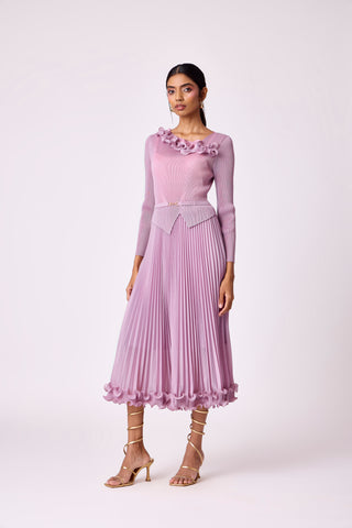 Elanor Ruffle Dress - Onion Pink