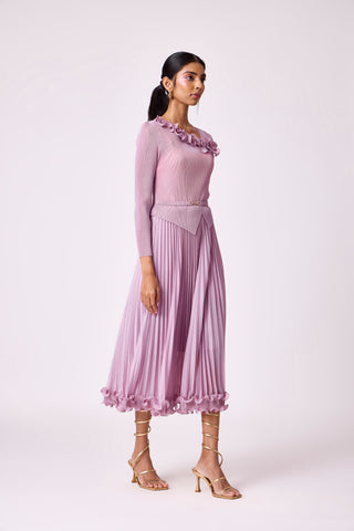 Elanor Ruffle Dress - Onion Pink