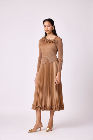 Elanor Ruffle Dress - Mocha