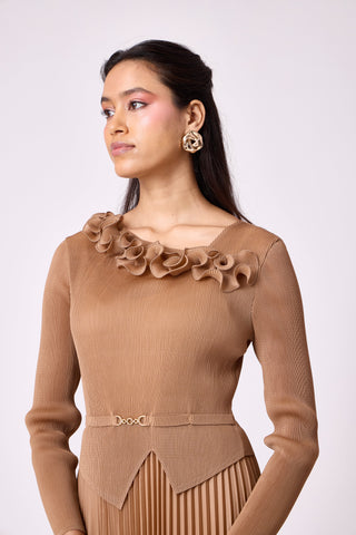 Elanor Ruffle Dress - Mocha