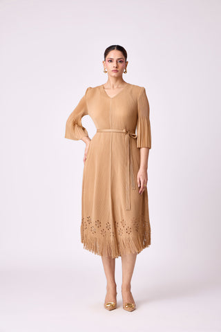 Mila Cutwork Dress - Mocha