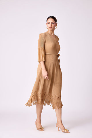 Mila Cutwork Dress - Mocha