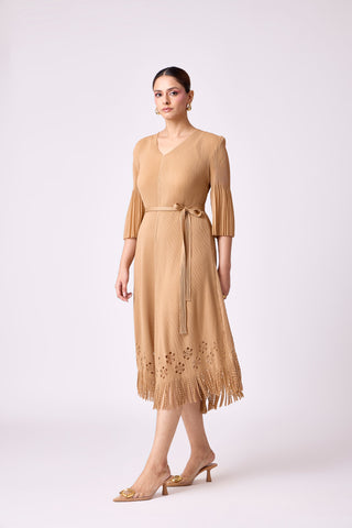 Mila Cutwork Dress - Mocha