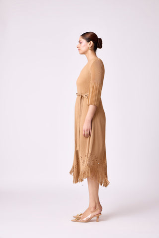 Mila Cutwork Dress - Mocha