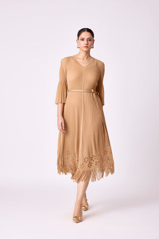Mila Cutwork Dress - Mocha