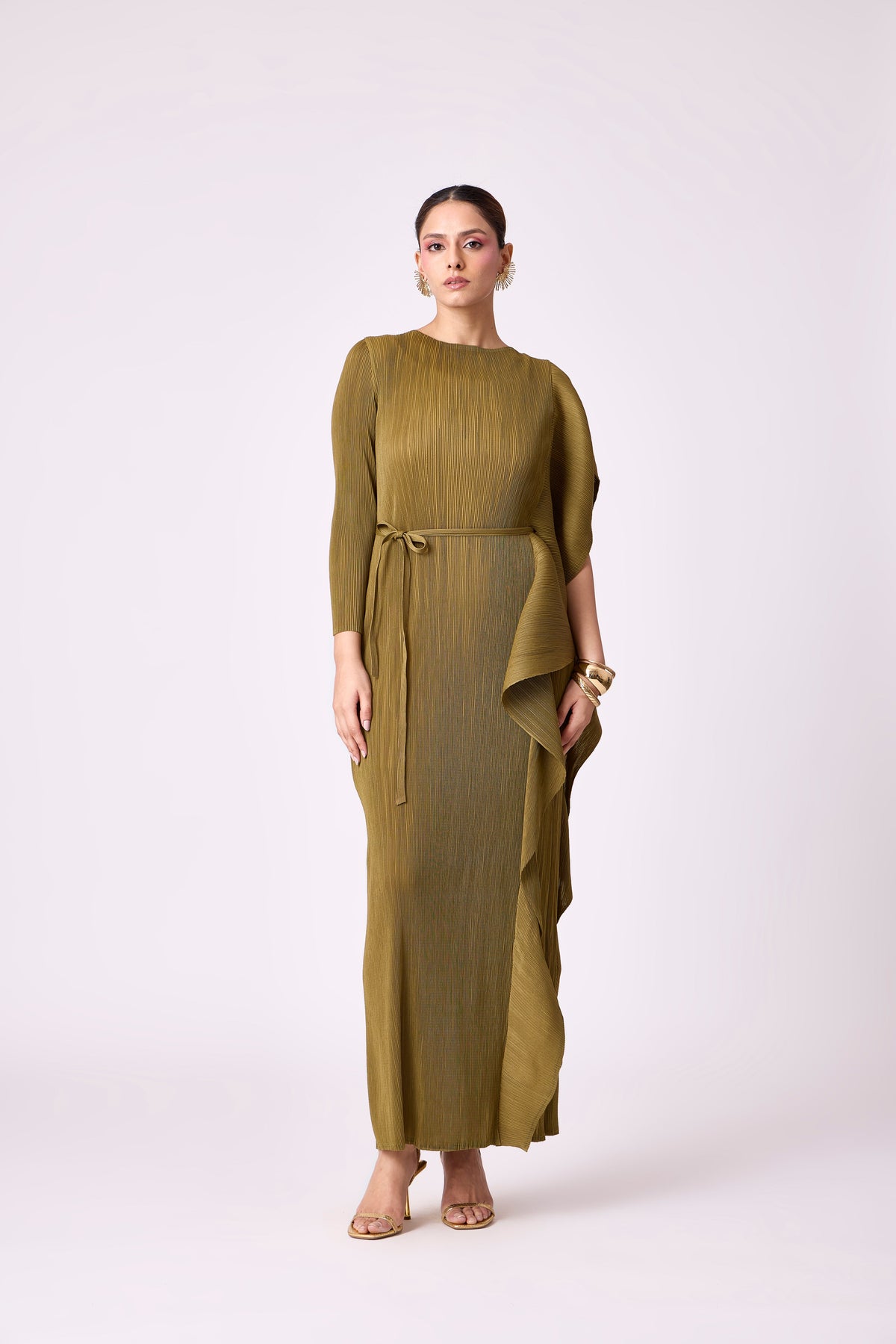 Serena Ruffle Dress - Olive