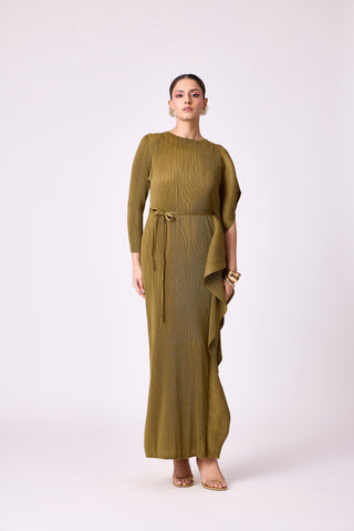 Serena Ruffle Dress - Olive