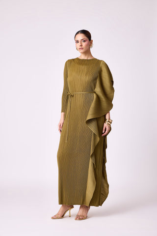 Serena Ruffle Dress - Olive