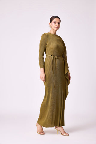 Serena Ruffle Dress - Olive