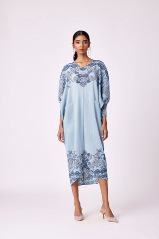 Harper Print Batwing Dress - Sky Blue